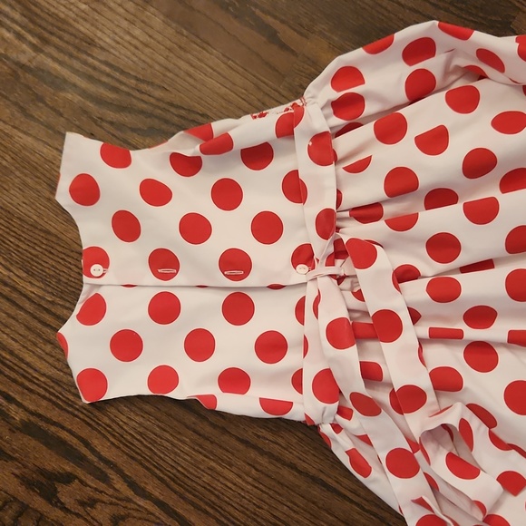 Red and white polka dot smocked dress - Picture 4 of 5